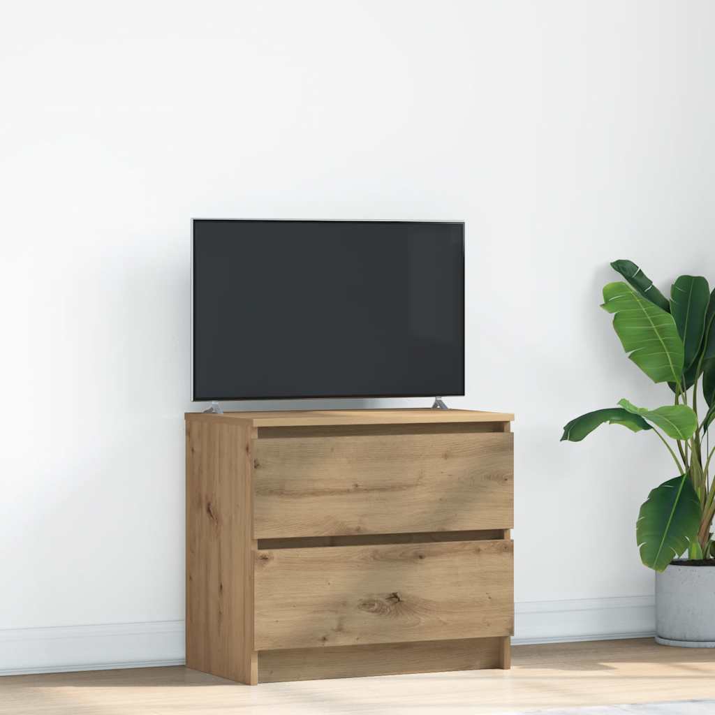 Meuble TV chêne artisanal 60x35x54 cm bois d'ingénierie - XIOS