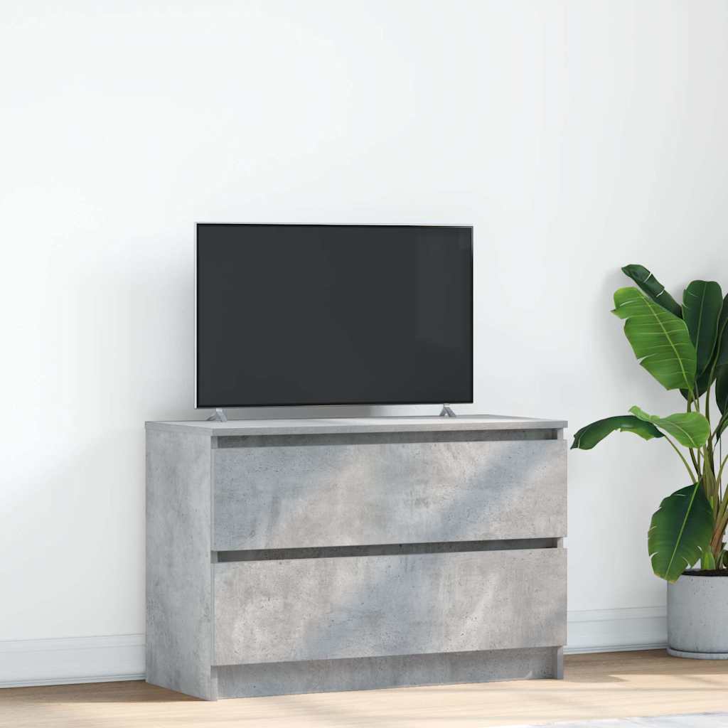 Meuble TV gris béton 80x35x54 cm bois d'ingénierie - XIOS