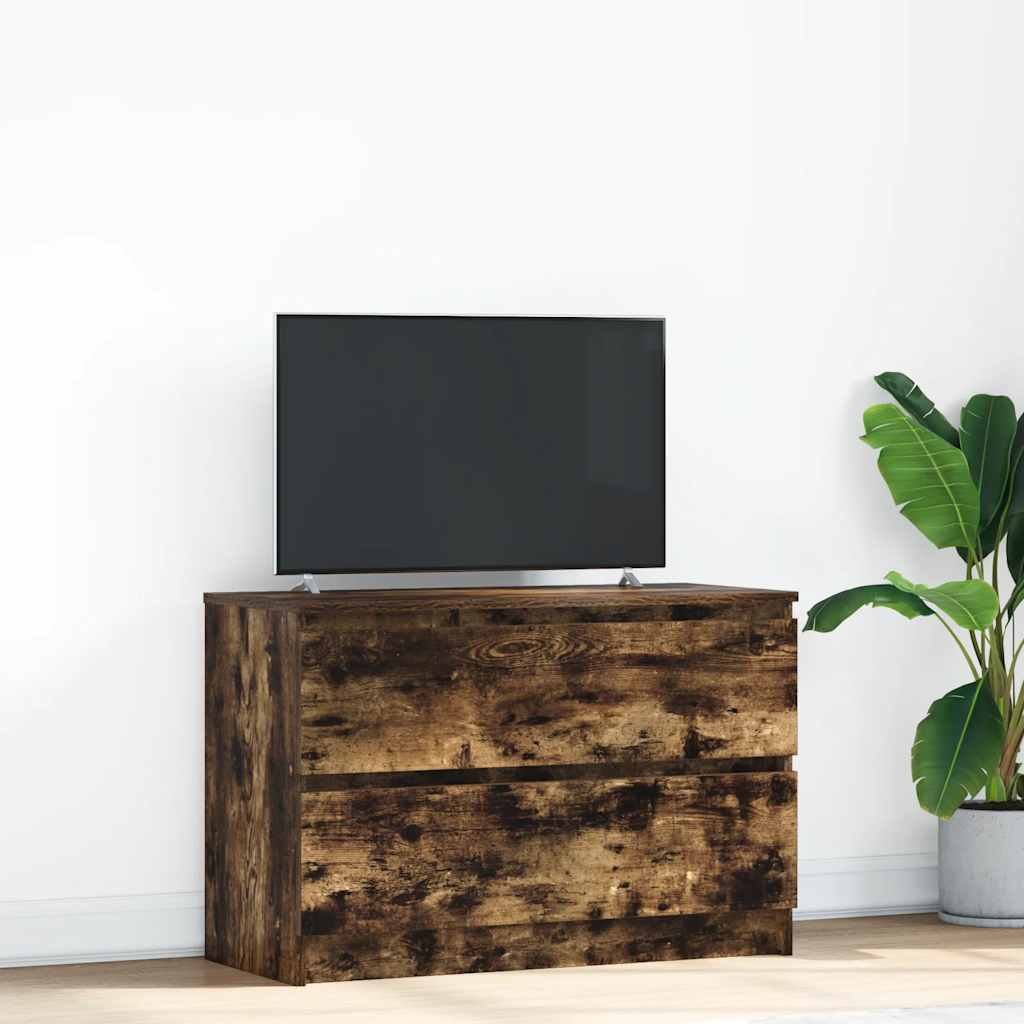 Meuble TV chêne fumé 80x35x54 cm bois d'ingénierie - XIOS