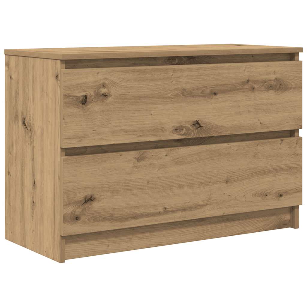 Meuble TV chêne artisanal 80x35x54 cm bois d'ingénierie - XIOS