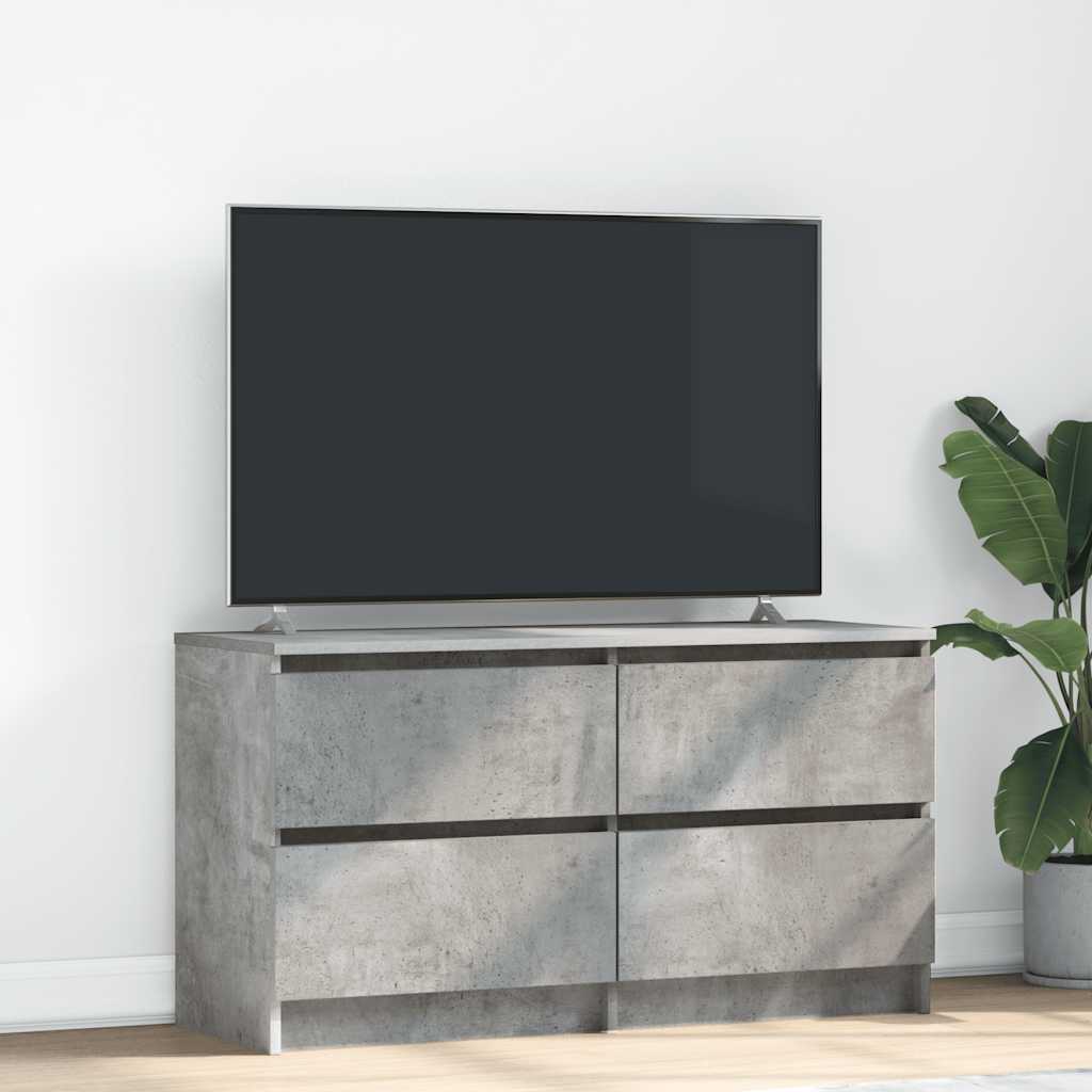 Meuble TV gris béton 100x35x54 cm bois d'ingénierie - XIOS
