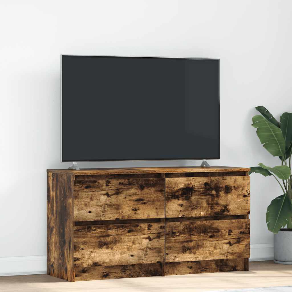 Meuble TV chêne fumé 100x35x54 cm bois d'ingénierie - XIOS