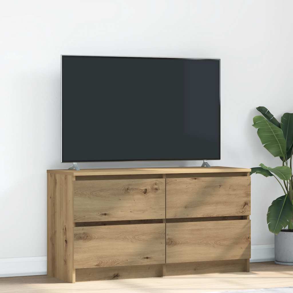 Meuble TV chêne artisanal 100x35x54 cm bois d'ingénierie - XIOS