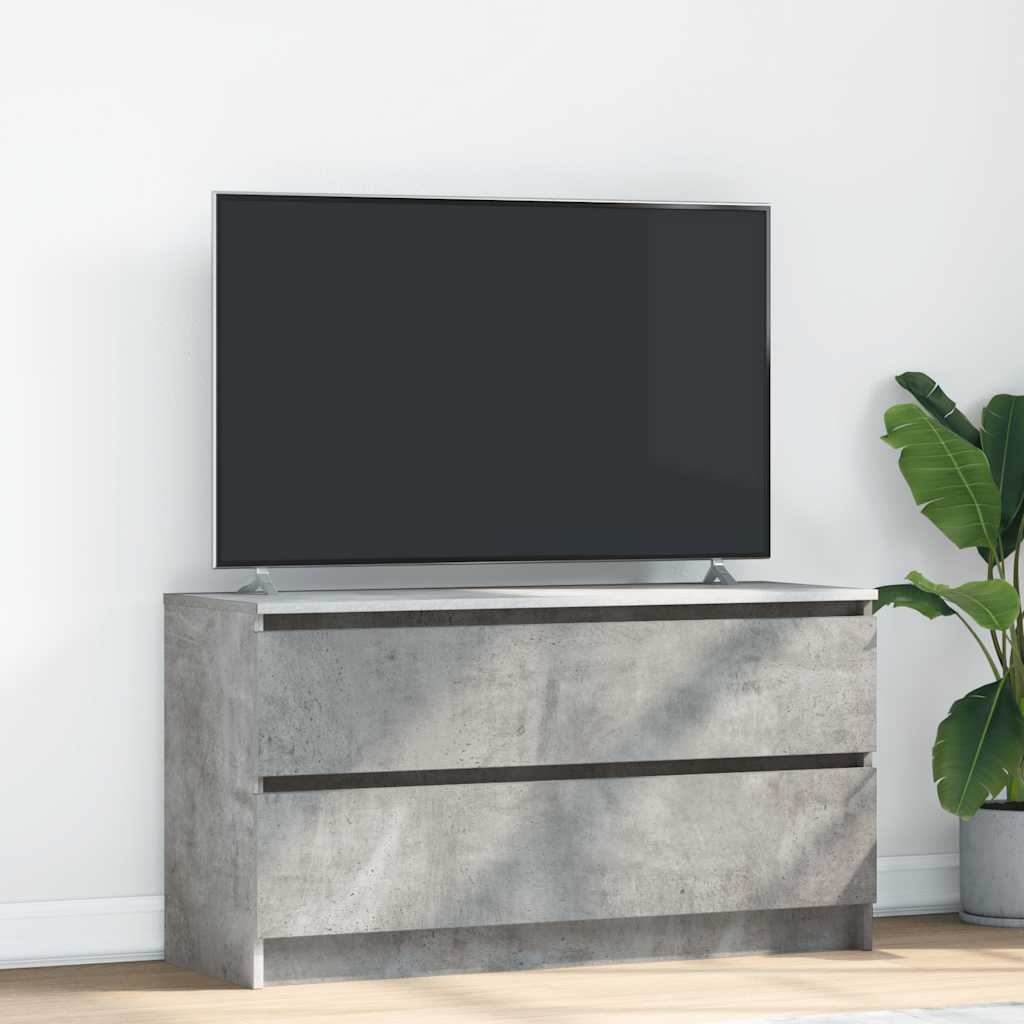 Meuble TV gris béton 100x35x54 cm bois d'ingénierie - XIOS