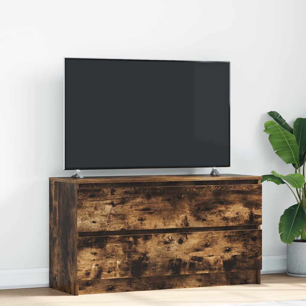 Meuble TV chêne fumé 100x35x54 cm bois d'ingénierie - XIOS