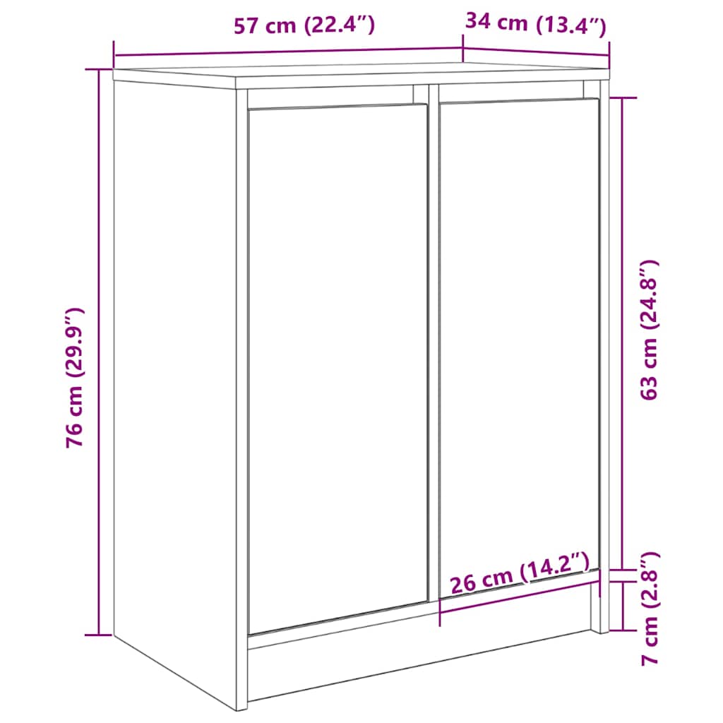 Armoire à chaussures sonoma gris 57x34x76 cm bois d'ingénierie - XIOS