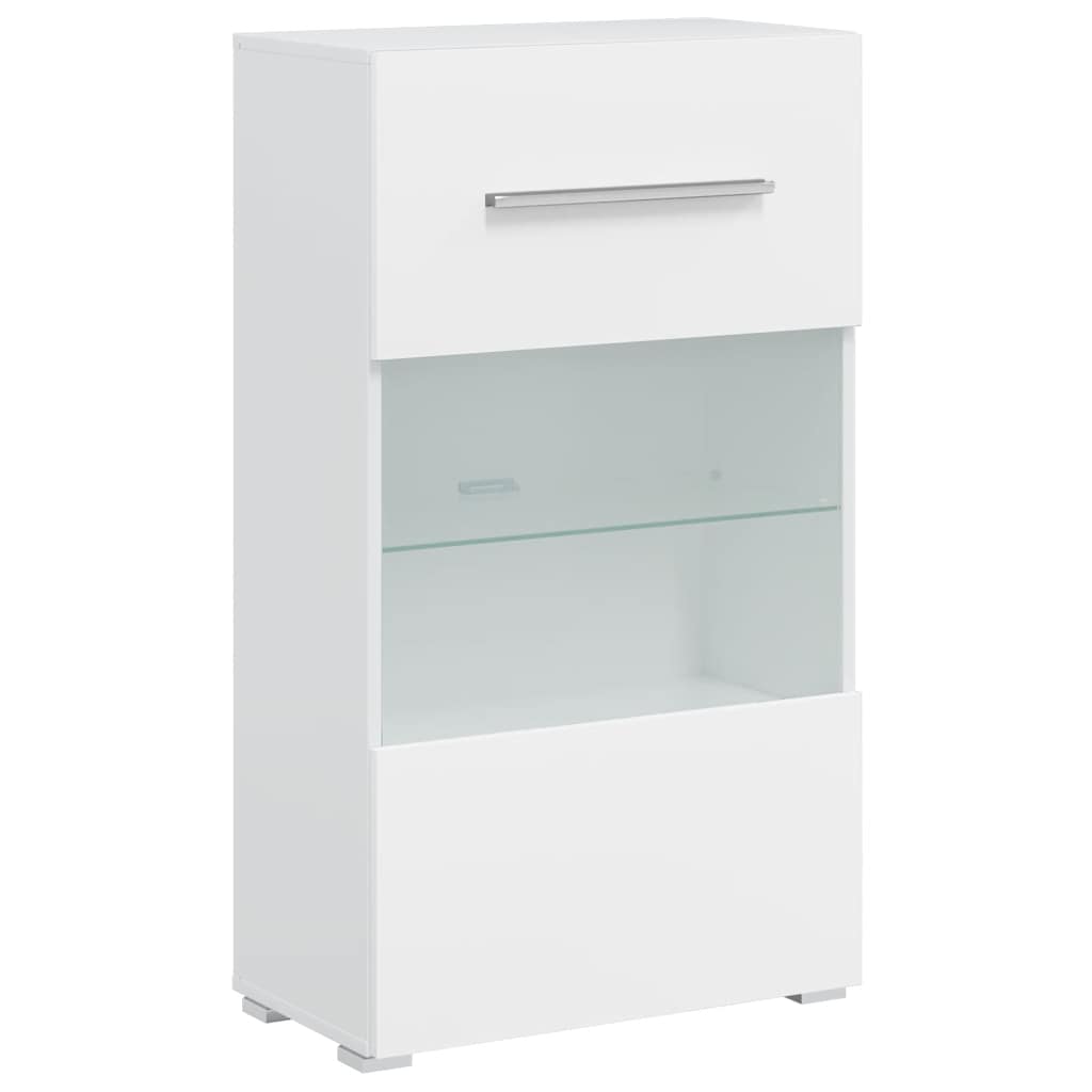 Meubles TV 5 pcs avec lumière LED blanc mat bois d'ingénierie - XIOS