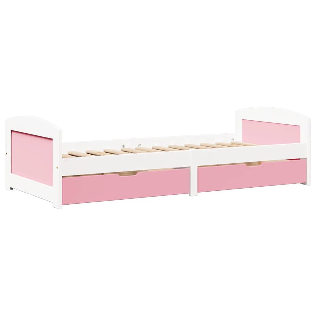 Lit de jour et 2 tiroirs sans matelas IRUN blanc rose 90x200 cm - XIOS