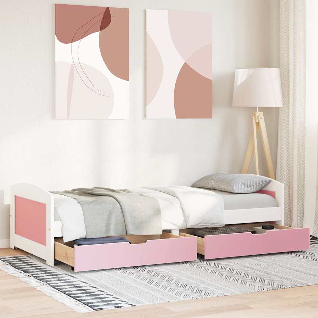 Lit de jour et 2 tiroirs sans matelas IRUN blanc rose 90x200 cm - XIOS