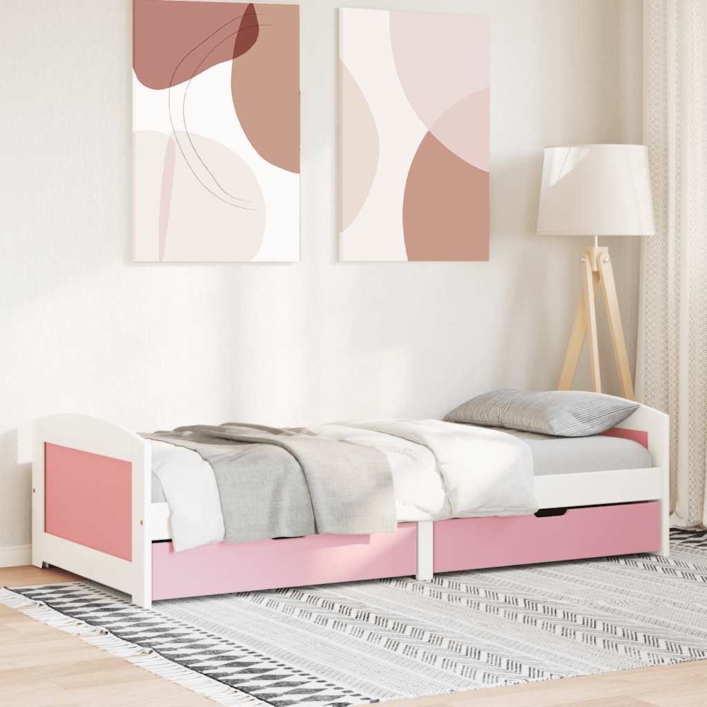 Lit de jour et 2 tiroirs sans matelas IRUN blanc rose 90x200 cm - XIOS