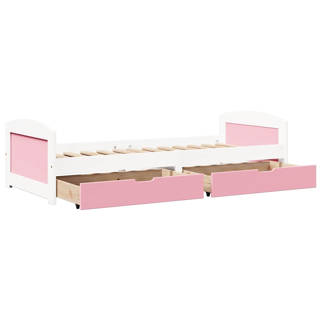 Lit de jour et 2 tiroirs sans matelas IRUN blanc rose 90x200 cm - XIOS