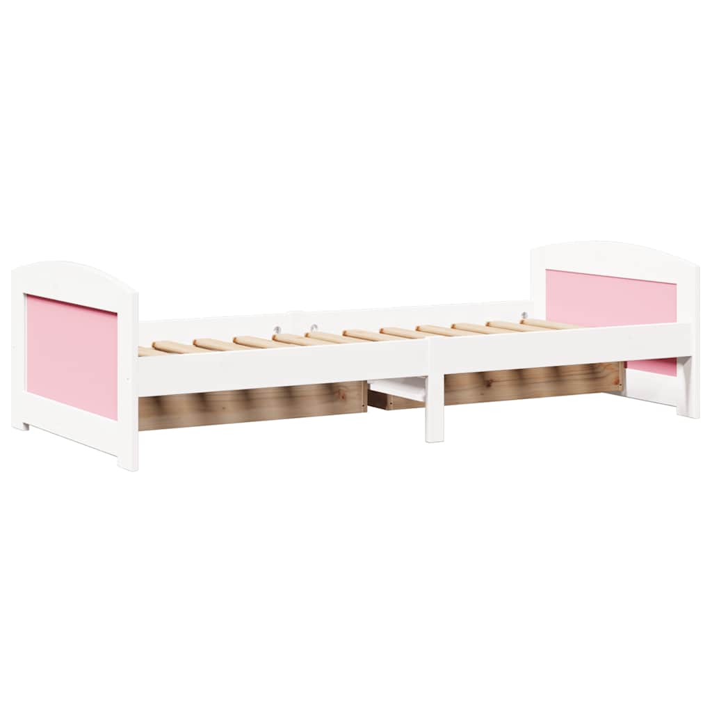 Lit de jour et 2 tiroirs sans matelas IRUN blanc rose 90x200 cm - XIOS