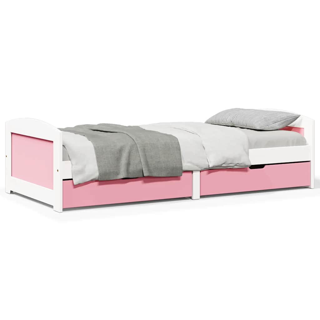 Lit de jour et 2 tiroirs sans matelas IRUN blanc rose 90x200 cm - XIOS