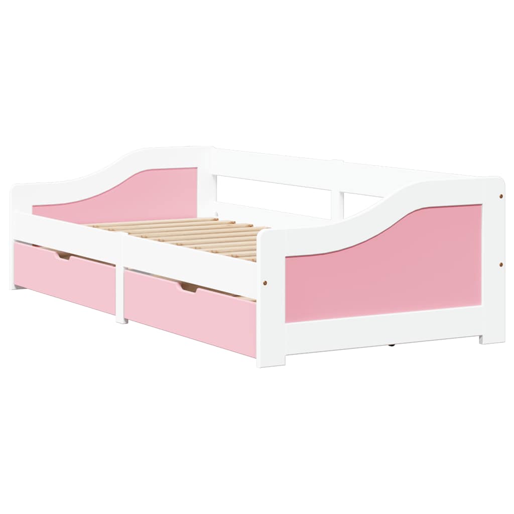 Lit de jour et 2 tiroirs sans matelas IRUN blanc rose 90x200 cm - XIOS