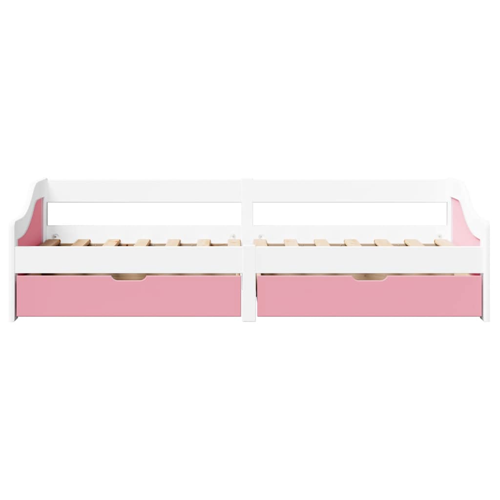 Lit de jour et 2 tiroirs sans matelas IRUN blanc rose 90x200 cm - XIOS