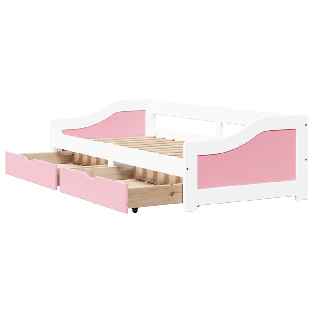 Lit de jour et 2 tiroirs sans matelas IRUN blanc rose 90x200 cm - XIOS