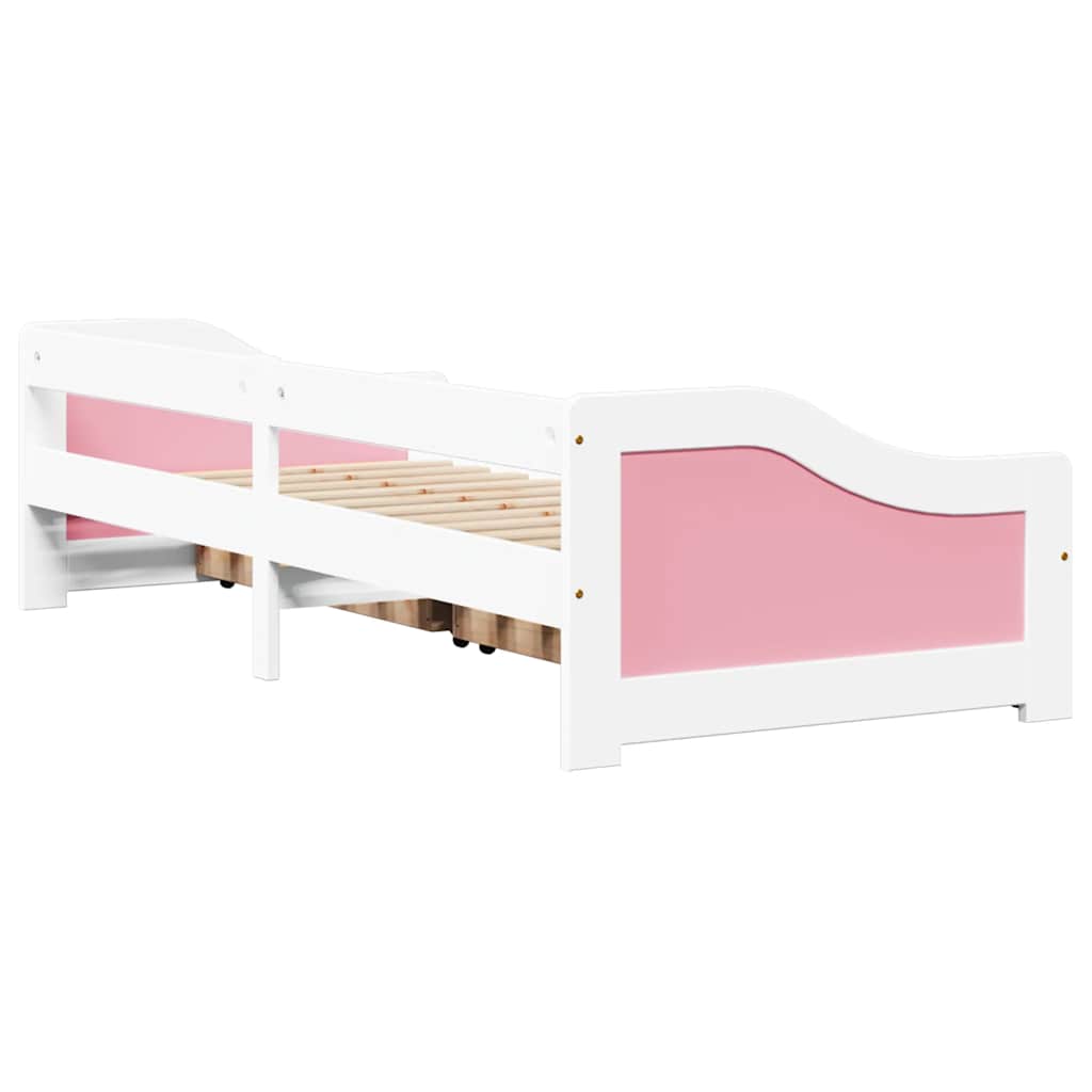 Lit de jour et 2 tiroirs sans matelas IRUN blanc rose 90x200 cm - XIOS
