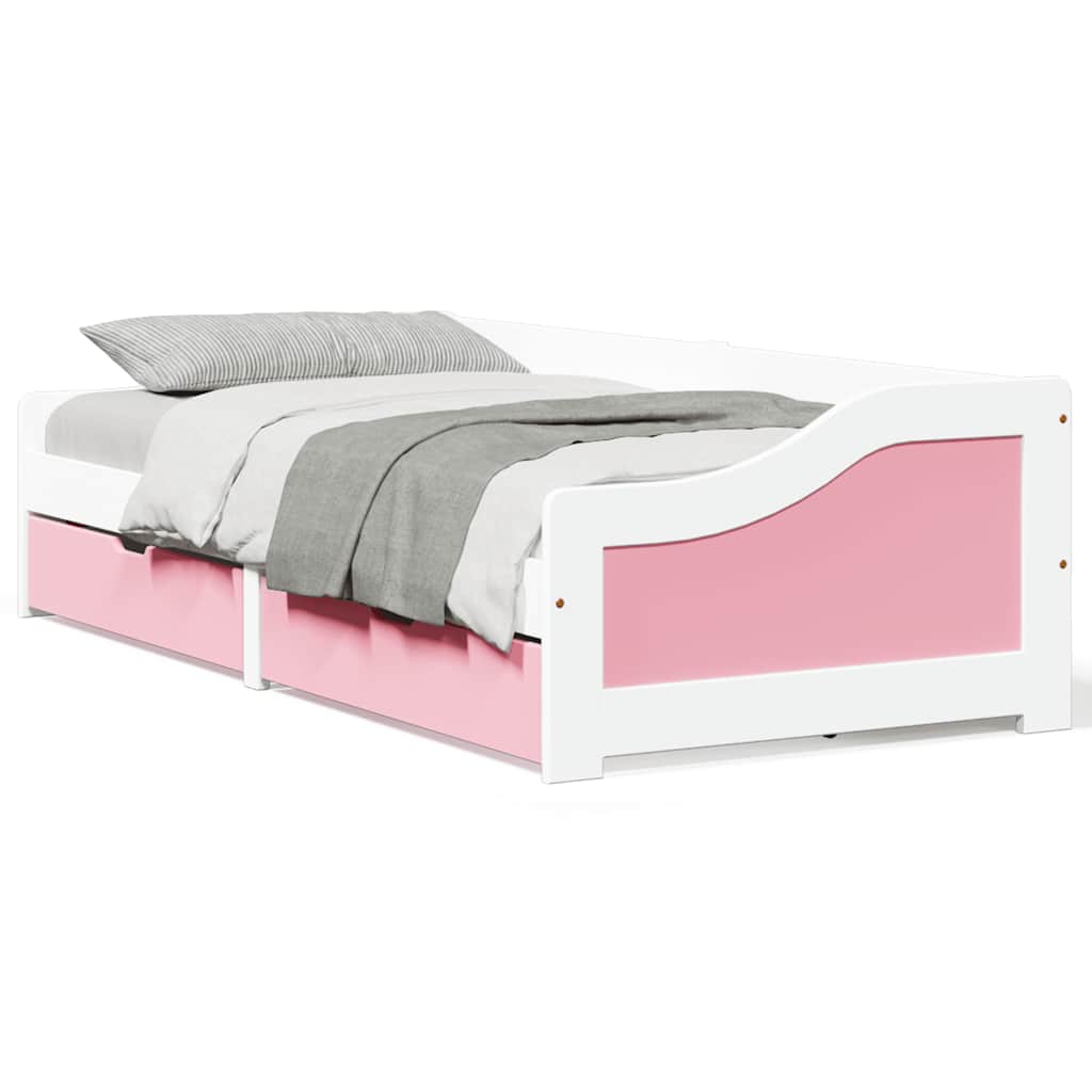 Lit de jour et 2 tiroirs sans matelas IRUN blanc rose 90x200 cm - XIOS