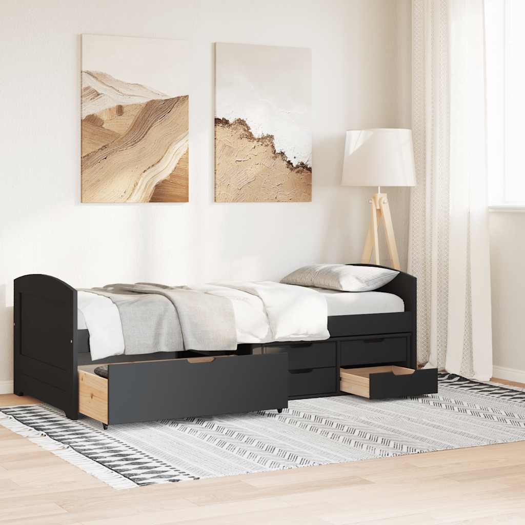 Lit de jour avec 5 tiroirs sans matelas IRUN noir 90x200 cm - XIOS