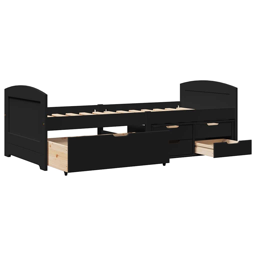 Lit de jour avec 5 tiroirs sans matelas IRUN noir 90x200 cm - XIOS
