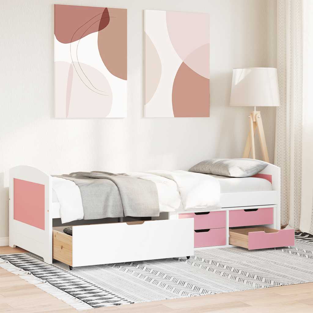 Lit de jour et 5 tiroirs sans matelas IRUN blanc rose 90x200 cm - XIOS