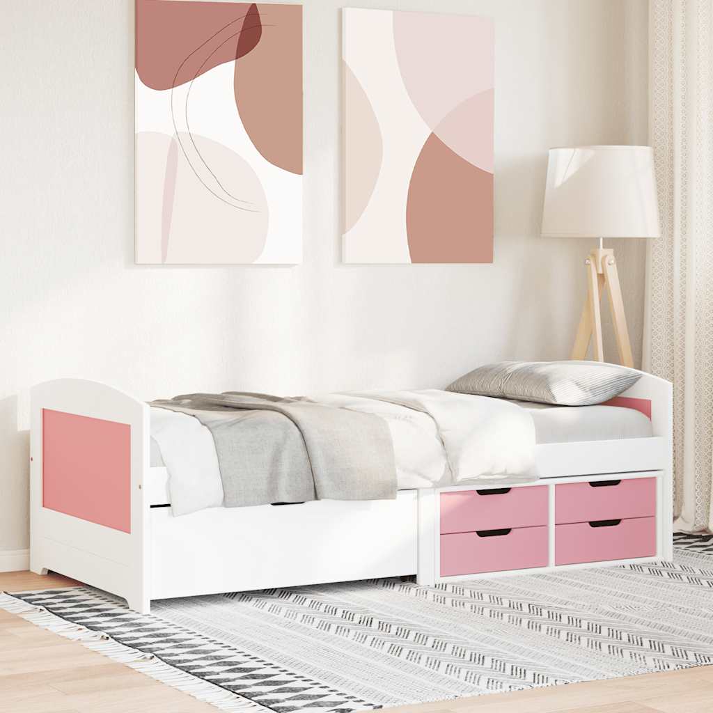 Lit de jour et 5 tiroirs sans matelas IRUN blanc rose 90x200 cm - XIOS