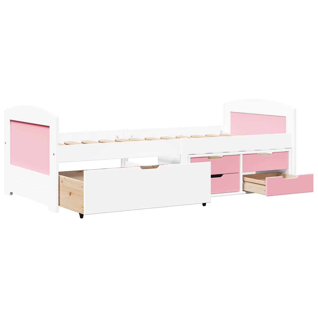Lit de jour et 5 tiroirs sans matelas IRUN blanc rose 90x200 cm - XIOS