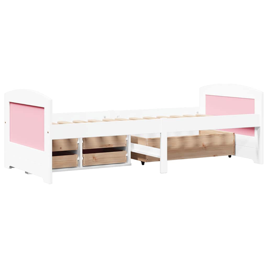 Lit de jour et 5 tiroirs sans matelas IRUN blanc rose 90x200 cm - XIOS