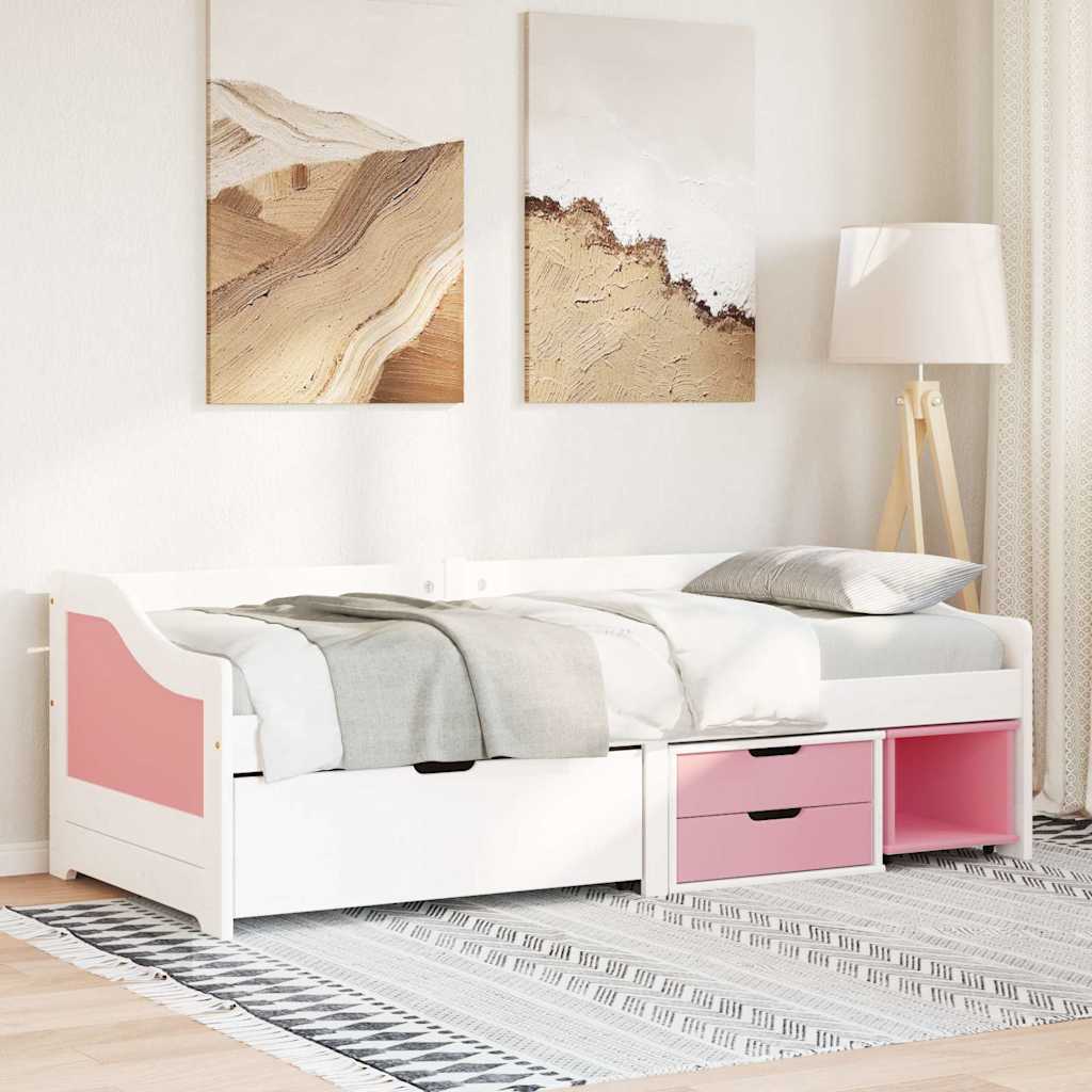 Lit de jour et 3 tiroirs sans matelas IRUN blanc rose 90x200 cm - XIOS