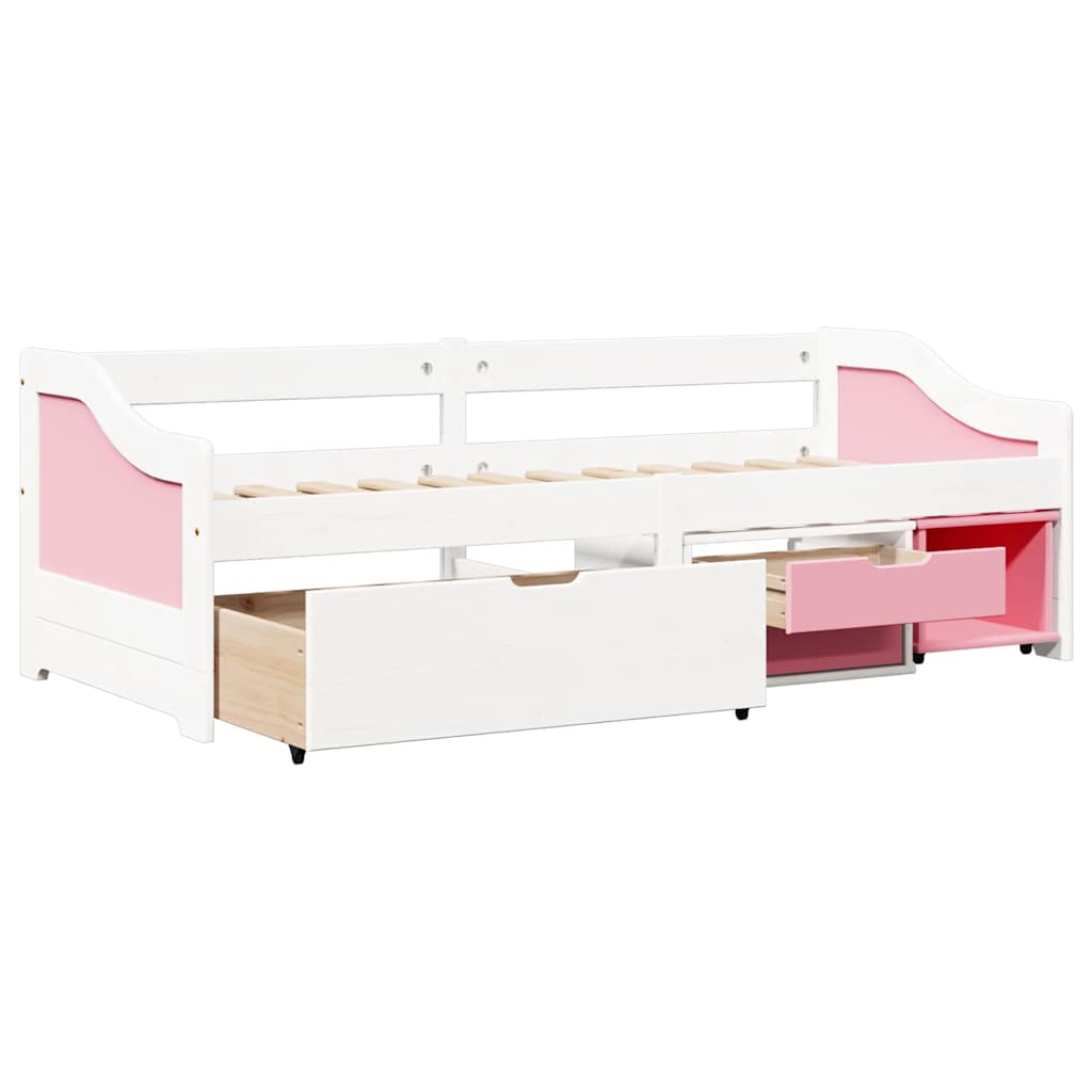 Lit de jour et 3 tiroirs sans matelas IRUN blanc rose 90x200 cm - XIOS