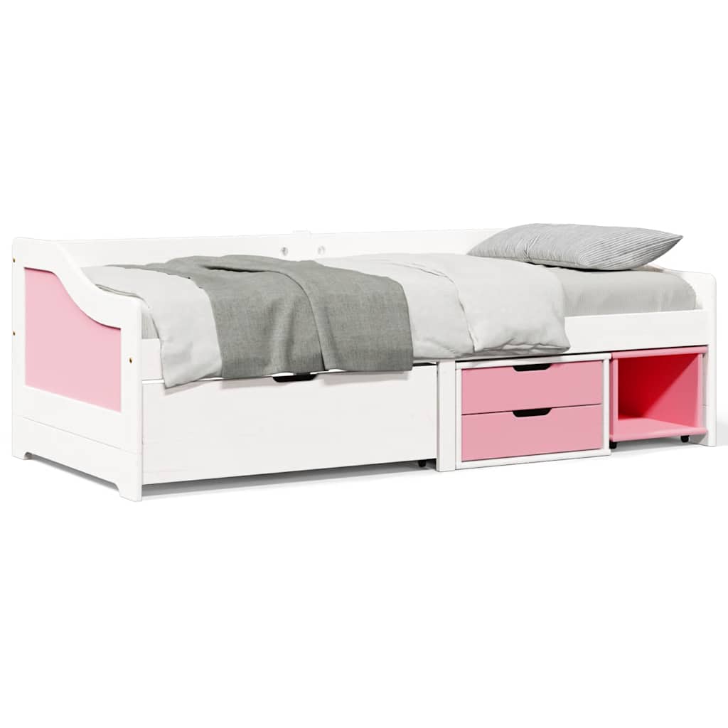 Lit de jour et 3 tiroirs sans matelas IRUN blanc rose 90x200 cm - XIOS