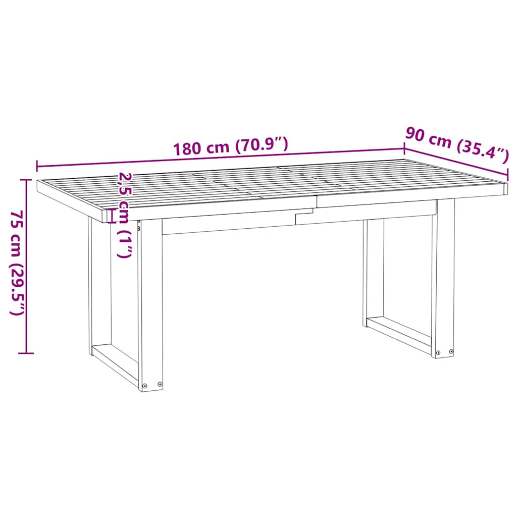 Table à manger NOAIN pieds en forme de U 180x90x75cm massif pin - XIOS