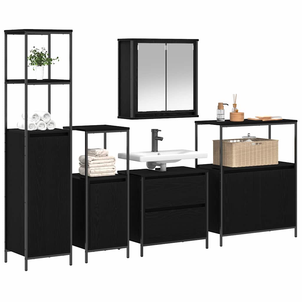 Ensemble de mobilier de salle de bain 5 pc Noir