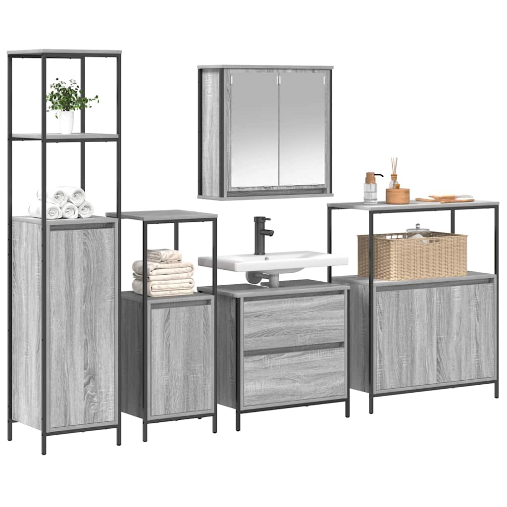 Ensemble de mobilier de salle de bain 5 pc Gris