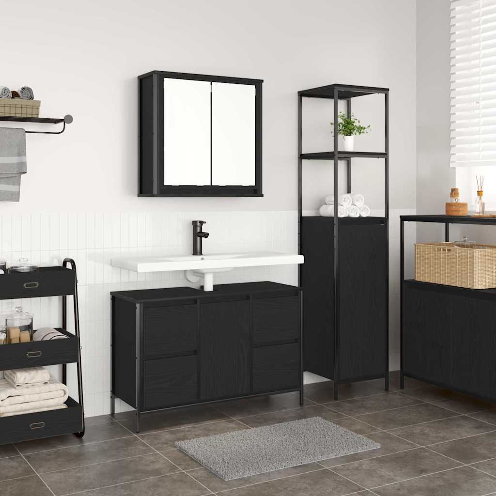 Ensemble de mobilier de salle de bain 2 pc Chêne noir - XIOS