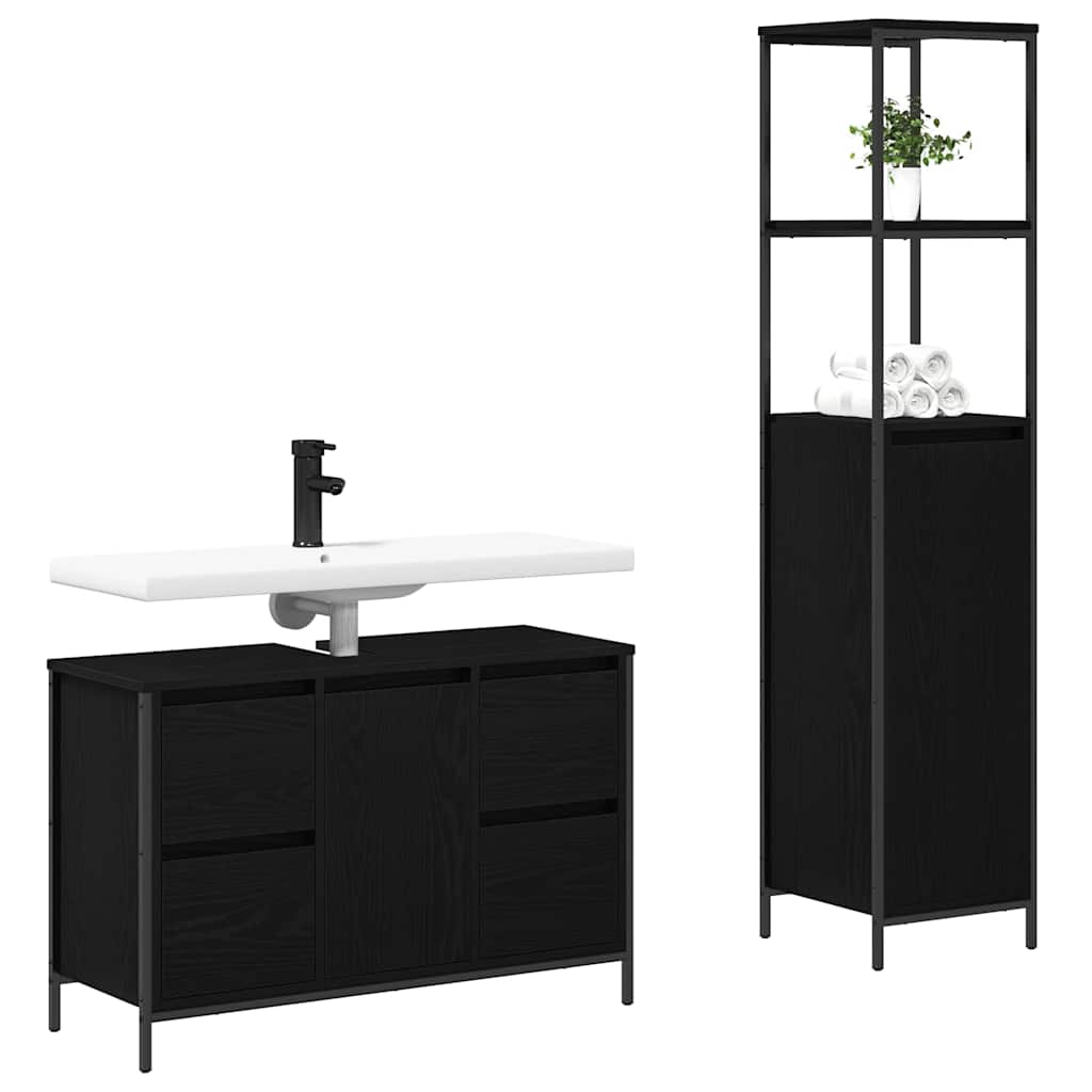 Ensemble de mobilier de salle de bain 2 pc Chêne noir - XIOS