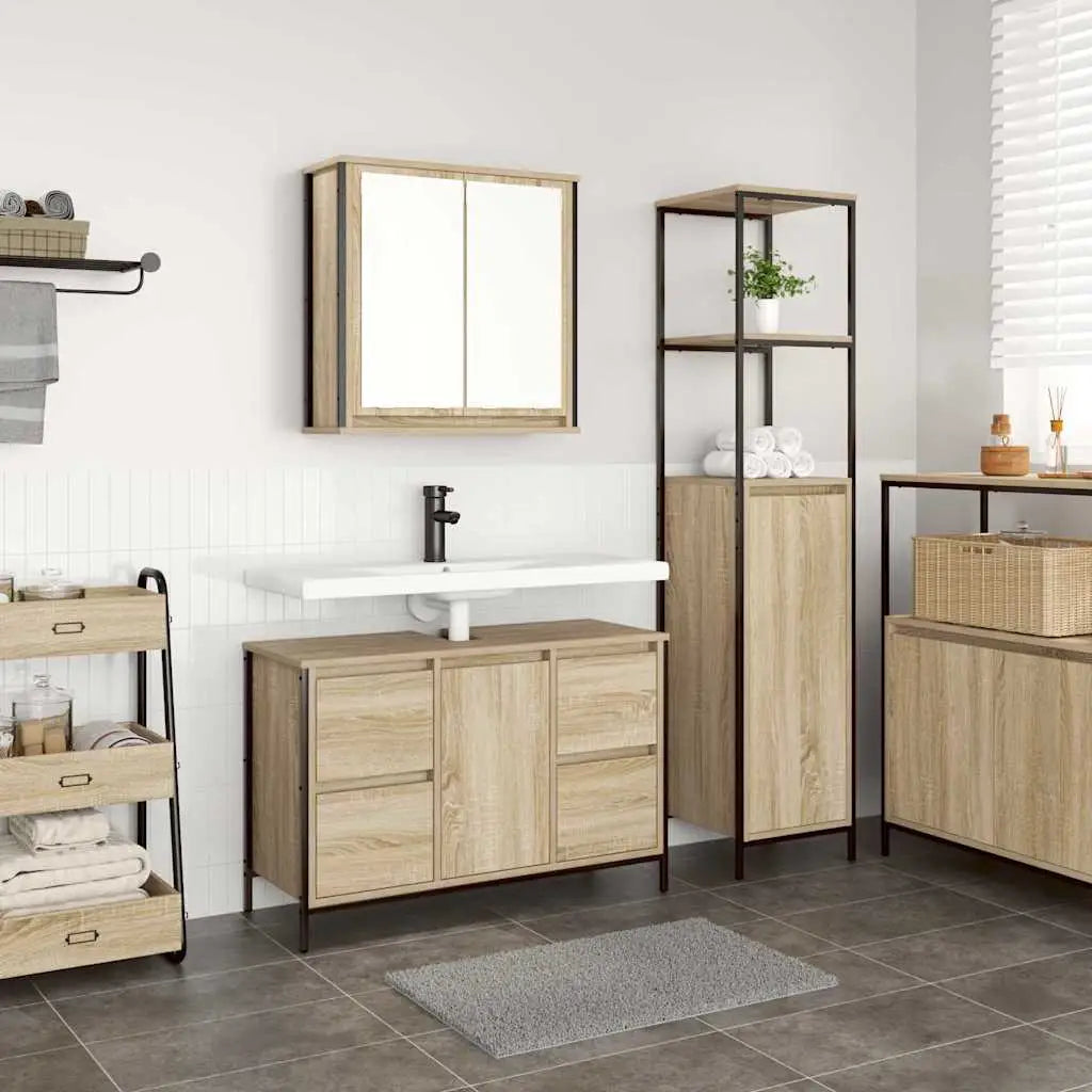 Ensemble de mobilier de salle de bain 2 pc Chêne Sonoma et noir - XIOS