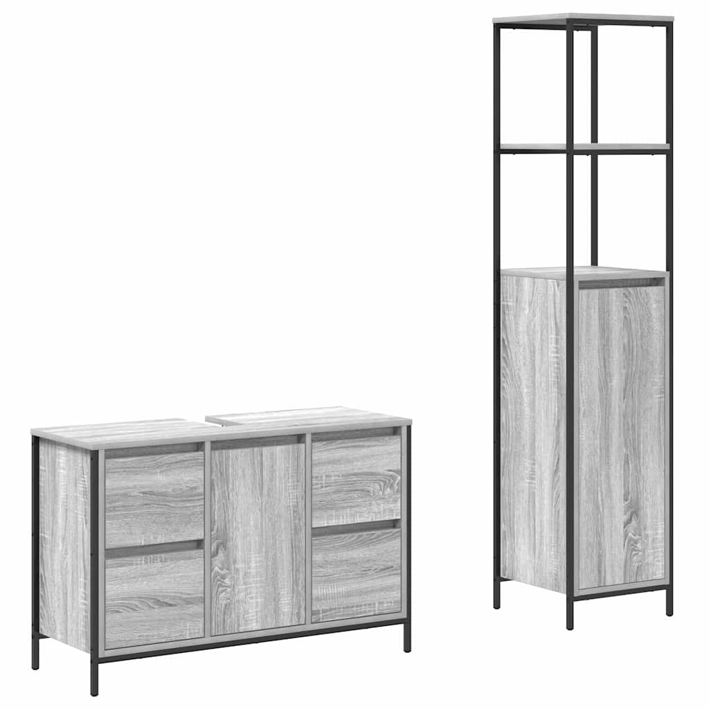 Ensemble de mobilier de salle de bain 2 pc Gris Sonoma et noir - XIOS