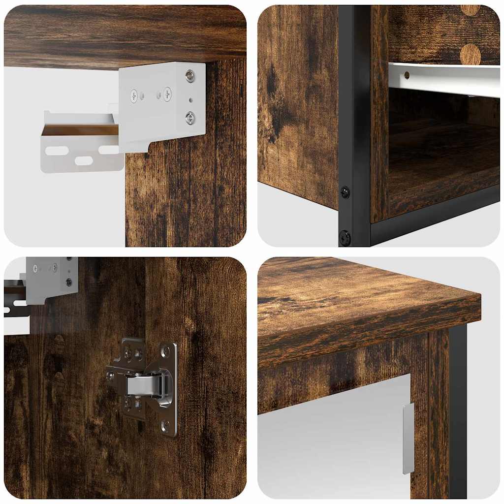 Ensemble de mobilier de salle de bain 5 pc Chêne fumé et noir - XIOS