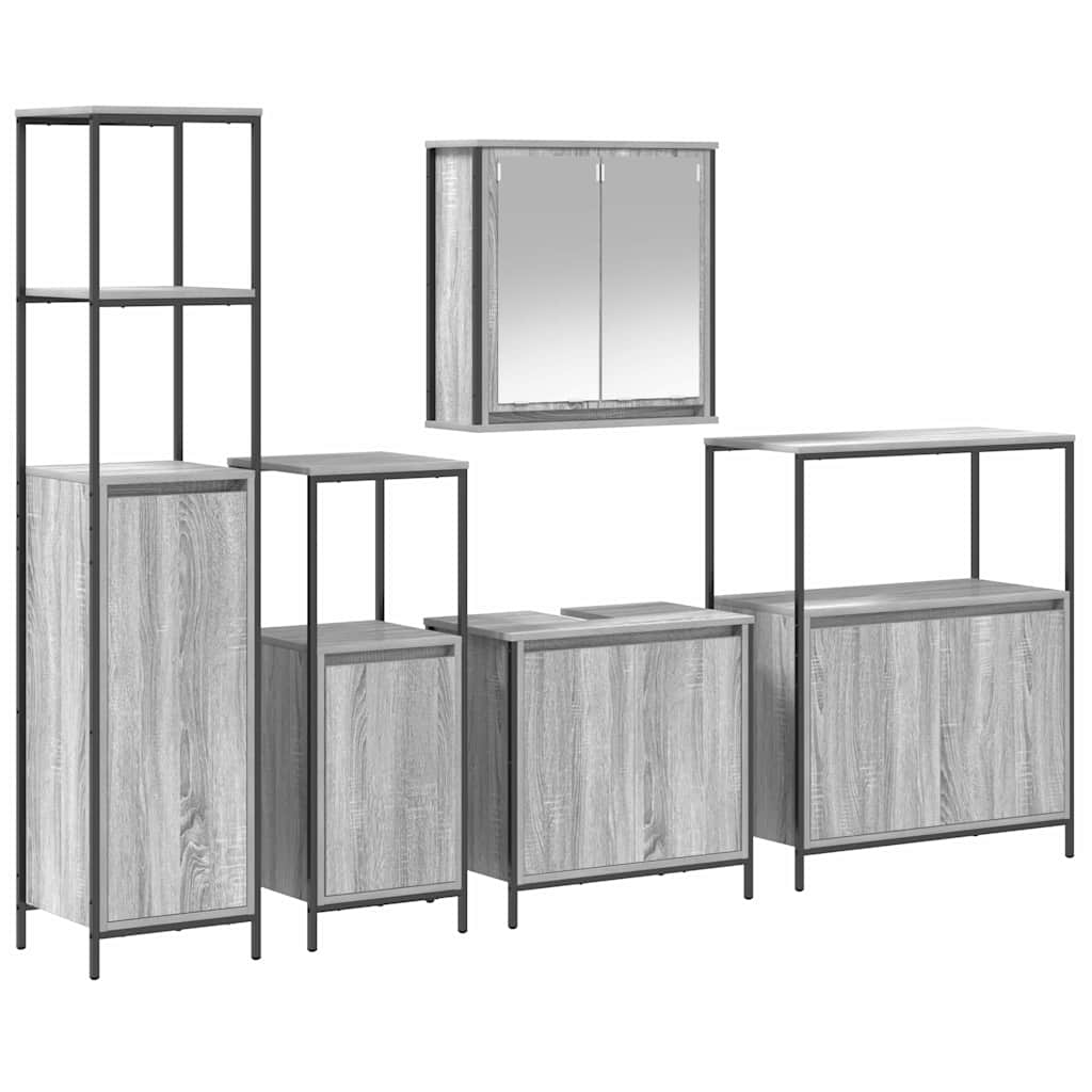 Ensemble de mobilier de salle de bain 5 pc Gris Sonoma et noir - XIOS