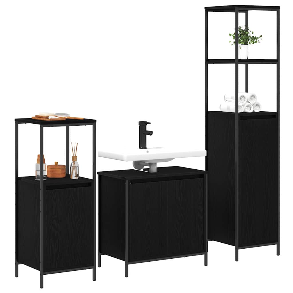 Ensemble de mobilier de salle de bain 3 pc Chêne noir - XIOS