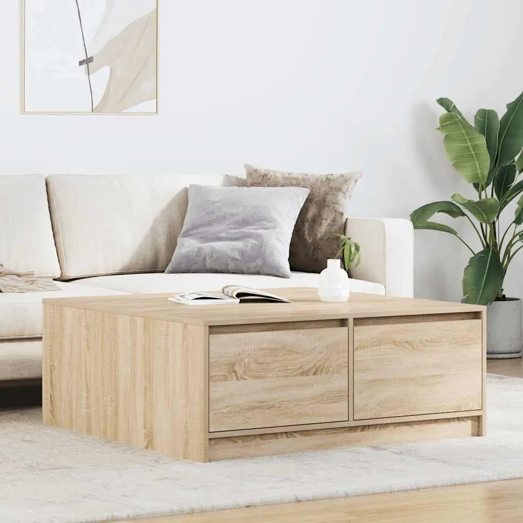 Table basse avec tiroirs chêne sonoma 100x100x40 cm - XIOS