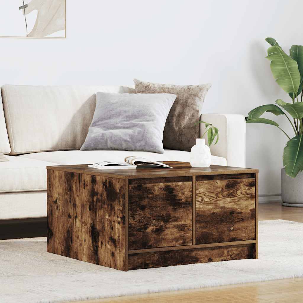 Table basse avec tiroirs chêne fumé 70,5x70x40 cm - XIOS