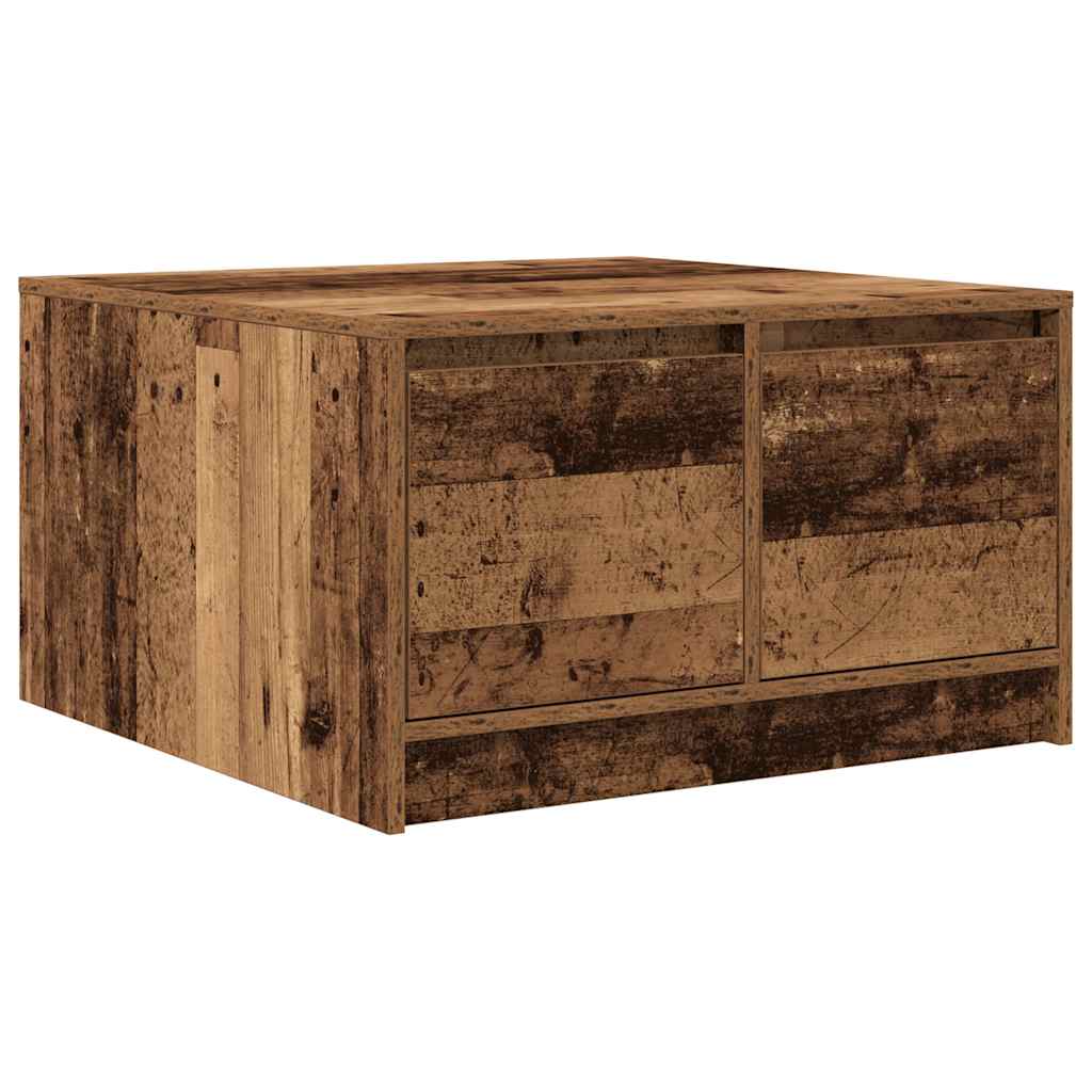Table basse avec tiroirs vieux bois 70,5x70x40 cm - XIOS