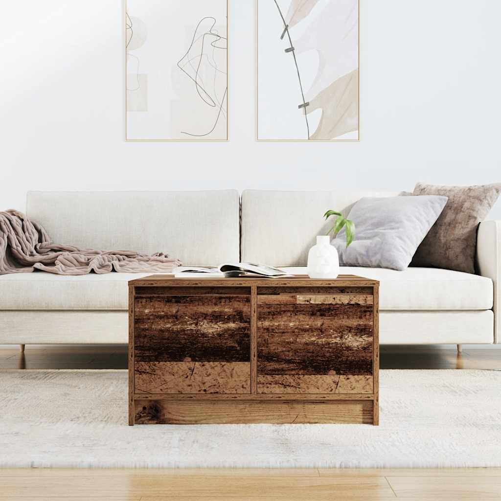 Table basse avec tiroirs vieux bois 70,5x70x40 cm - XIOS
