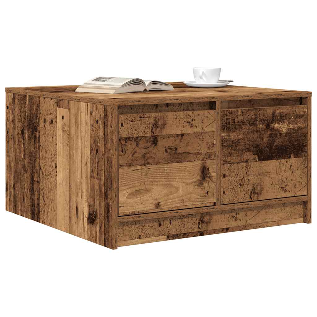 Table basse avec tiroirs vieux bois 70,5x70x40 cm - XIOS