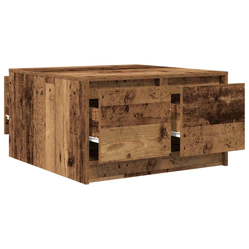 Table basse avec tiroirs vieux bois 70,5x70x40 cm - XIOS