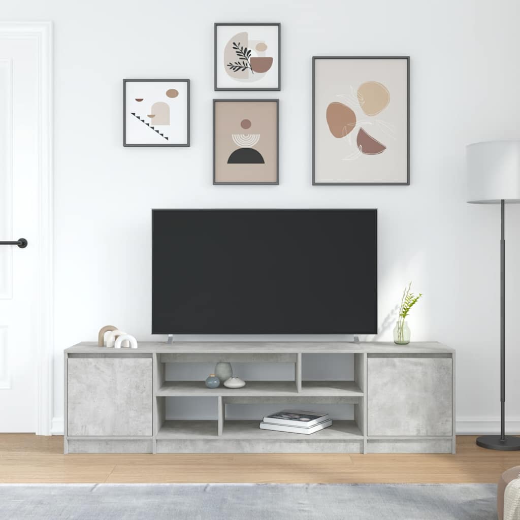 Meuble TV gris béton 188,5x41x50 cm bois d'ingénierie - XIOS