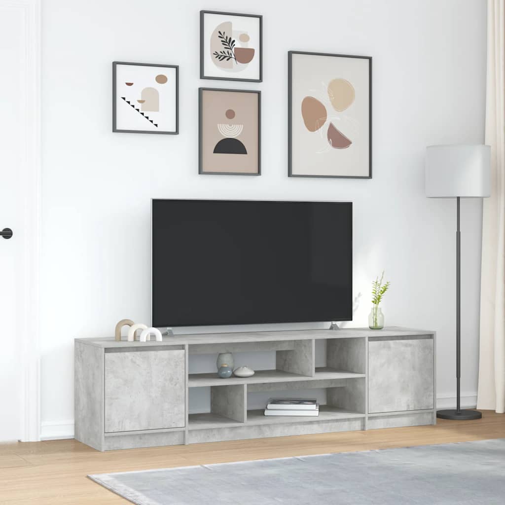 Meuble TV gris béton 188,5x41x50 cm bois d'ingénierie - XIOS