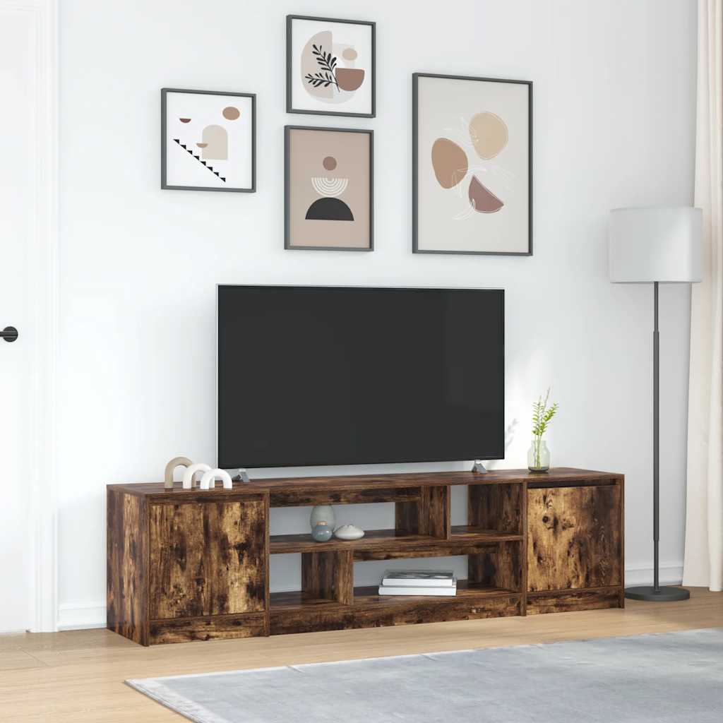Meuble TV chêne fumé 188,5x41x50 cm bois d'ingénierie - XIOS